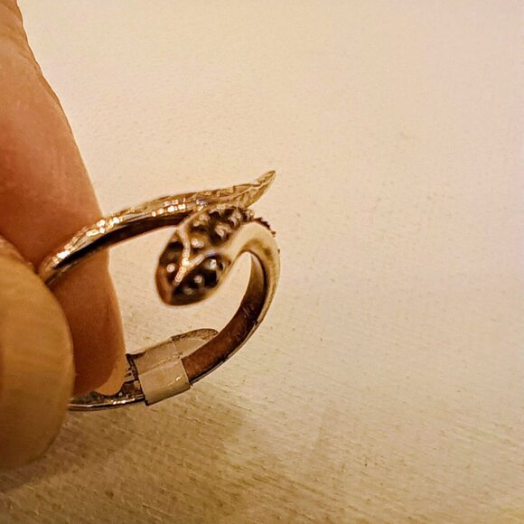 Sterling Silver Marcasite Snake Ring - Size 5 or 7 - Picture 2 of 6